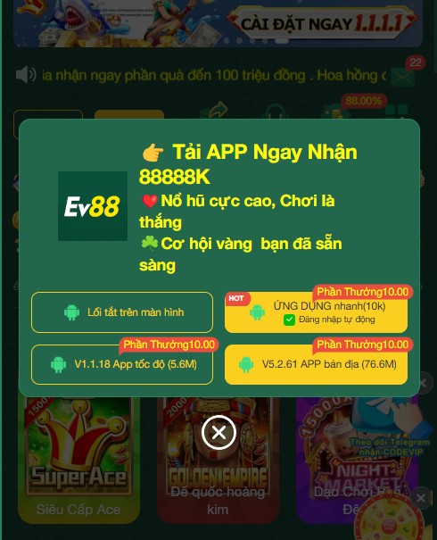CÁCH TẢI APP EV88 CHO ANDROID